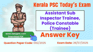 assistant sub inspector trainee, police constable (trainee) answer key