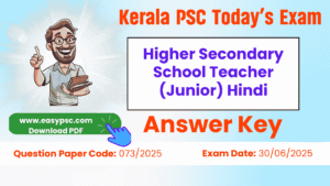 higher secondary school teacher (junior) hindi answer key