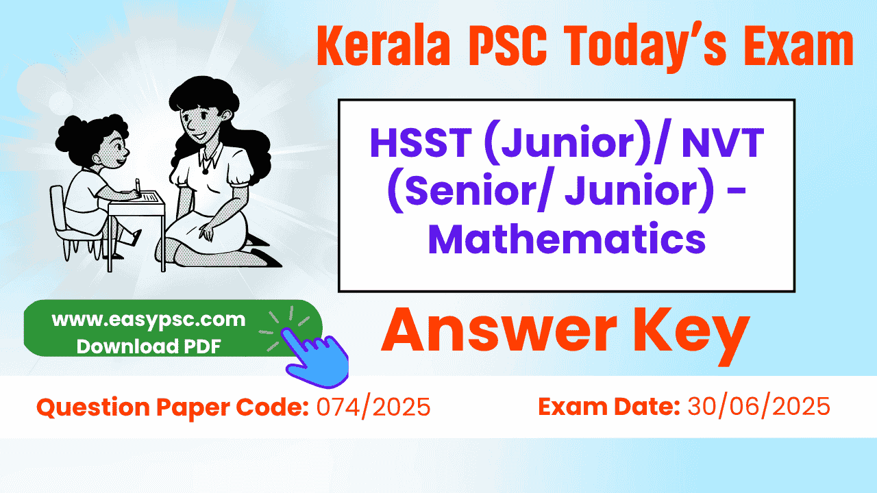 hsst (junior) nvt (senior junior) mathematics answer key