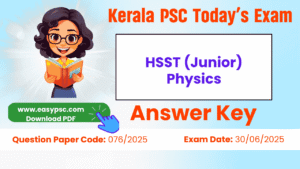 hsst (junior) physics answer key