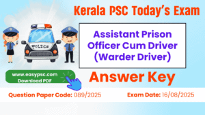 assistant prison officer cum driver (warder driver) answer key